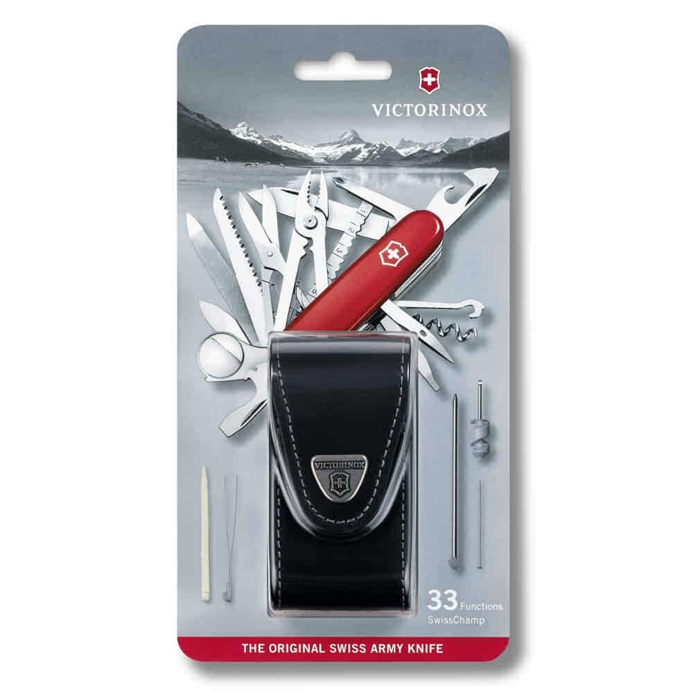 VICTORINOX 1.6795.LB1 SWISS CHAMP 33 DERİ KILIFLI ÇAKI BLISTERLI