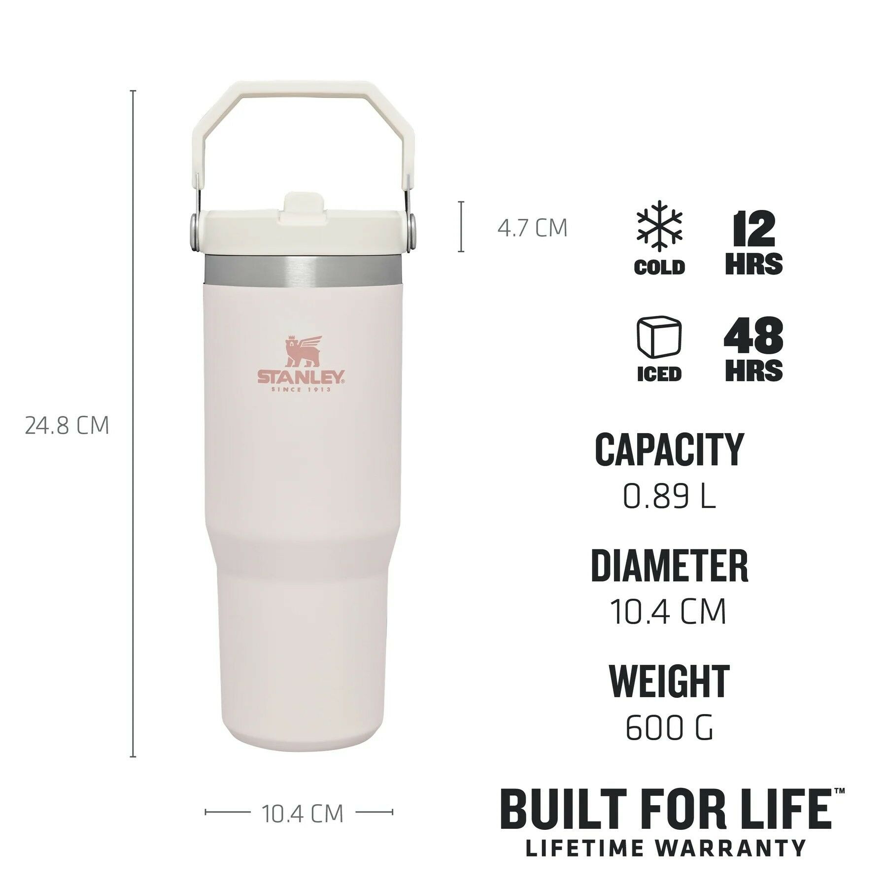 STANLEY THE ICE FLOW FLİP STRAW PİPETLİ TERMOS 0.89 LİTRE PUDRA RENK