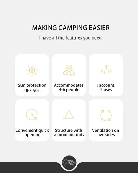 Naturehike Ango UPF 50+ Gölgelikli Otomatik Kurulum Kamp Çadırı