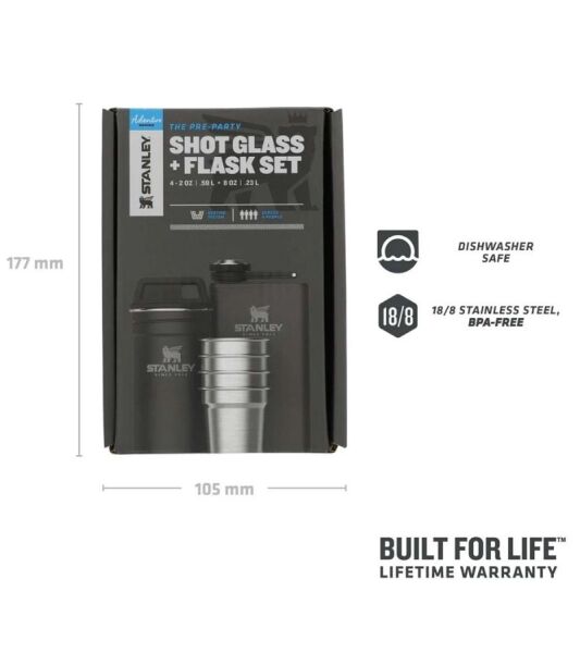 STANLEY SHOT GLASS +FLASK SET SİYAH