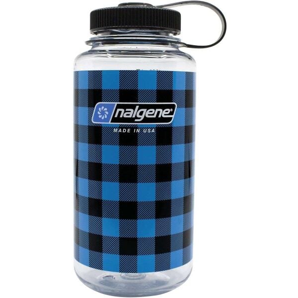 NALGENE 32 oz WİDE MOUTH BLUE PLAİD MATARA
