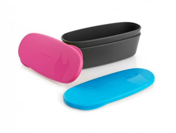 SnapBox Oval 2li Kapaklı Kutu Hardal-Pembe