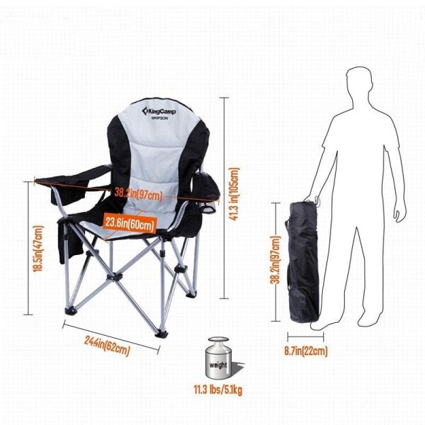 Kingcamp Deluxe Sandalye (siyah/gri)