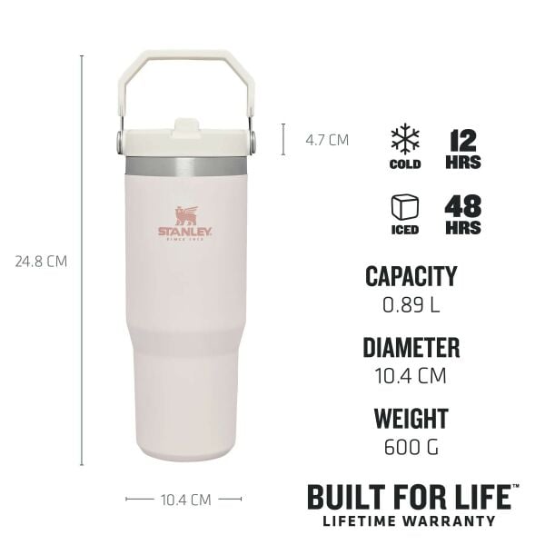 STANLEY THE ICE FLOW FLİP STRAW PİPETLİ TERMOS 0.89 LİTRE PUDRA RENK
