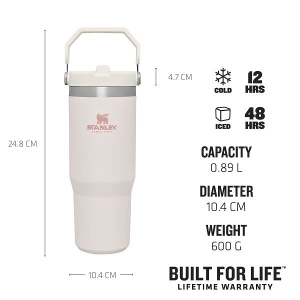 STANLEY THE ICE FLOW FLİP STRAW PİPETLİ TERMOS 0.89 LİTRE PUDRA RENK