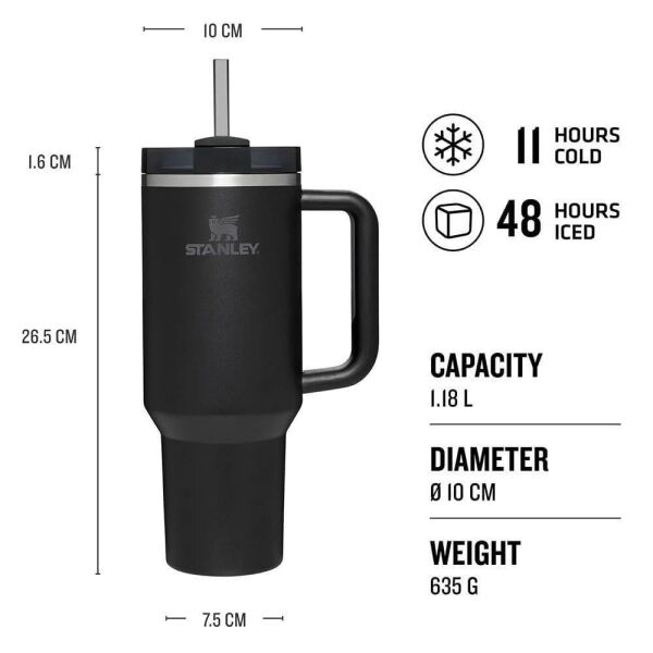 STANLEY QUENCHER 1.18 LİTRE PİPETLİ TERMOS SİYAH RENK
