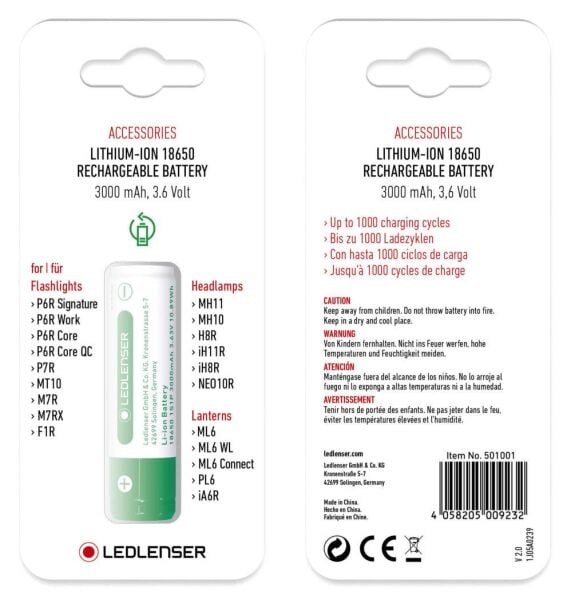 LEDLENSER  18650 PİL 3000 MAH