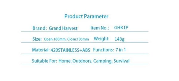 Grand Harvest GHK1P-06 Multi Fonksiyonel Çakı