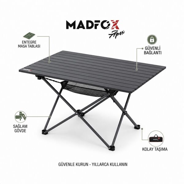 Madfox Apex Katlanabilir Alüminyum Kamp Masası (3 Kişilik)