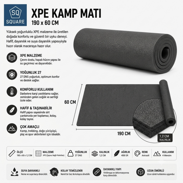 Square 12 Mm Gri Mat