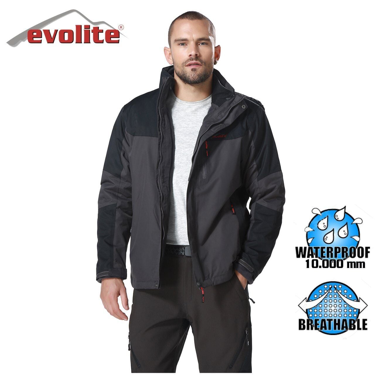 Evolite Diva Erkek 3in1 Gri/Siyah Mont
