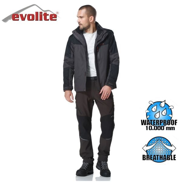 Evolite Diva Erkek 3in1 Gri/Siyah Mont