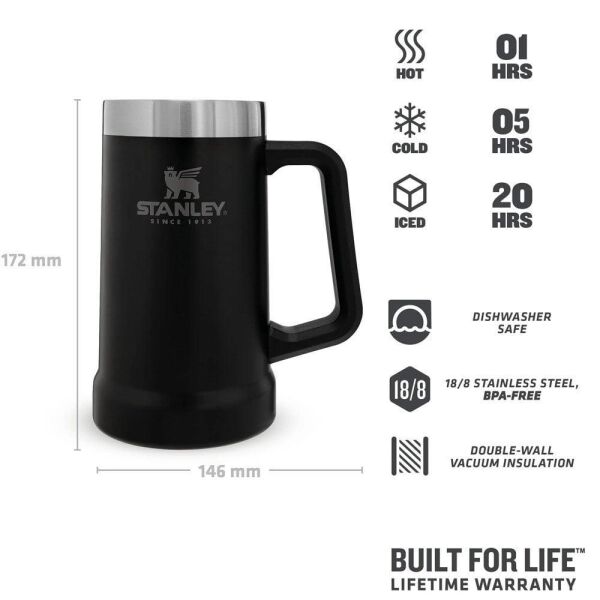 STANLEY ÇELİK TERMOS BARDAK SİYAH 0.70 LİTRE