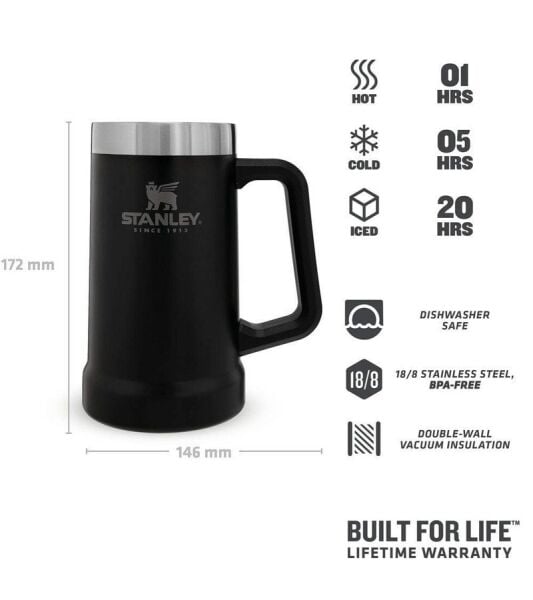 STANLEY ÇELİK TERMOS BARDAK SİYAH 0.70 LİTRE