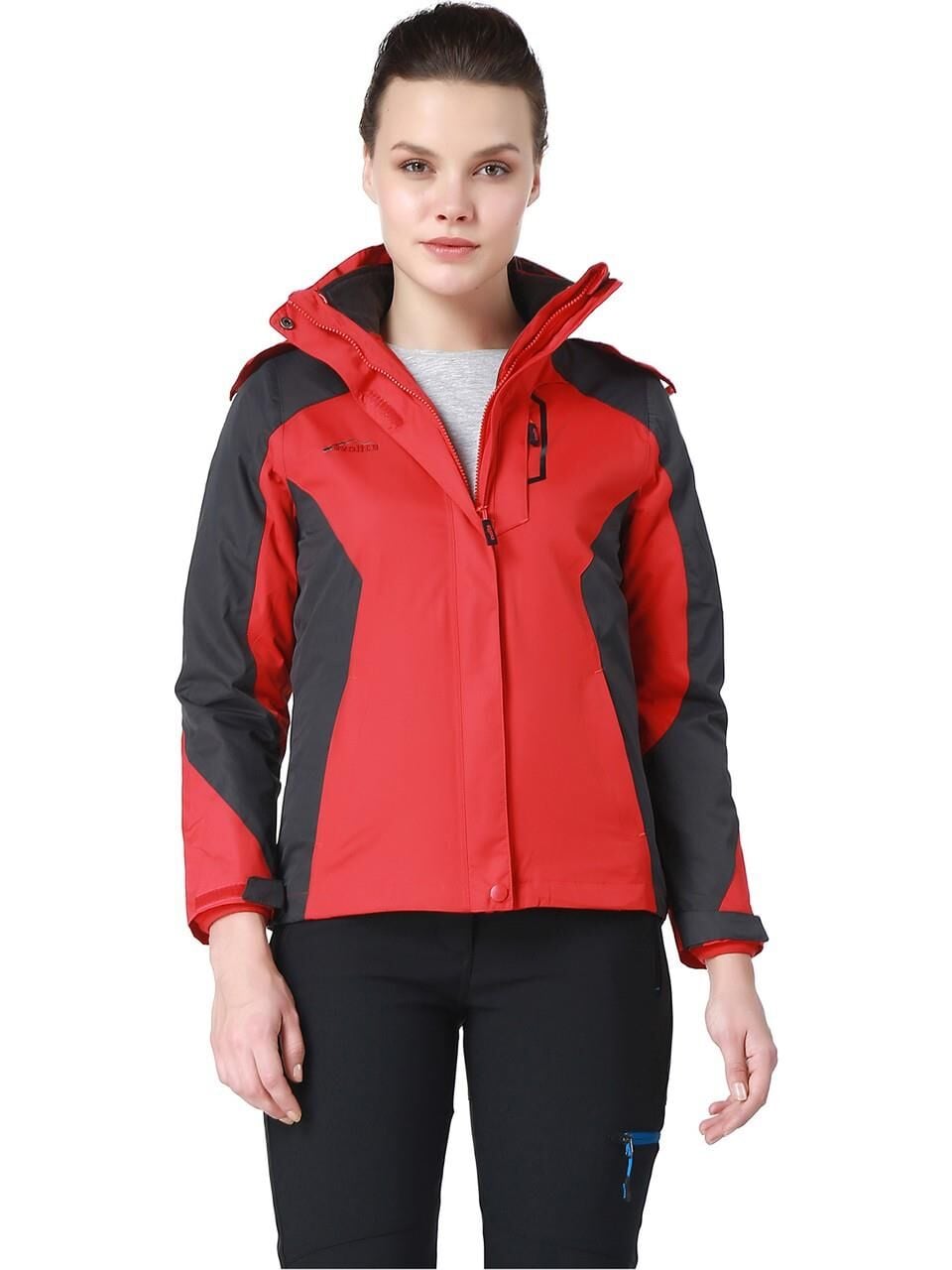 Evolite Diva Kadın 3in1 Gri/Kırmızı Mont