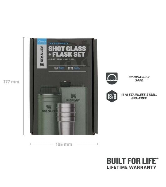 STANLEY SHOT GLASS +FLASK SET YEŞİL
