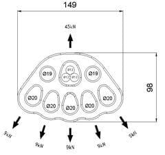 Ct L637 5 Delikli Kirmizi Alum. Dagitim Plakasi