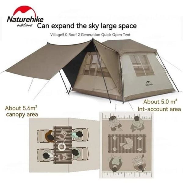 NATUREHİKE VİLLAGE 5.0 4 KİŞİLİK OTOMATİK KURULUM ÇADIR