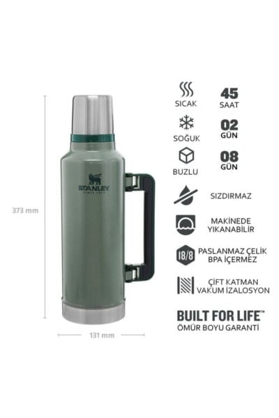 Klasik Vakumlu Paslanmaz Çelik Yeşil Termos 1.9 LT