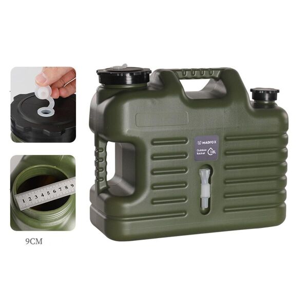 Madfox Galon Air Pe Musluklu Su Bi̇donu 18 Li̇tre Yeşi̇l