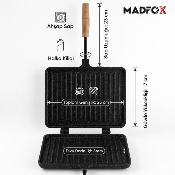 Madfox GrillPress Granit Döküm Çift Taraflı Tost & Izgara Tavası