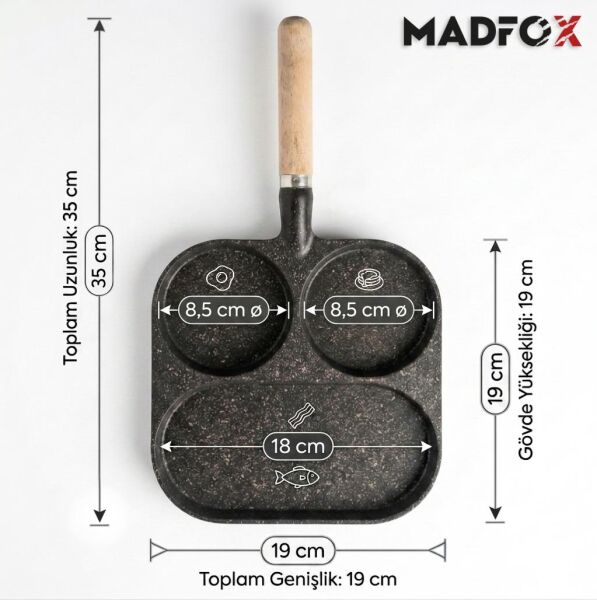 Madfox TrioChef 3 Gözlü Granit Döküm Tava