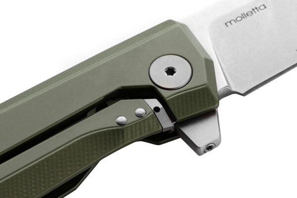 Lionsteel MT01A GS Myto Stone Washed M390 Blade, Green Aluminium Handle Çakı