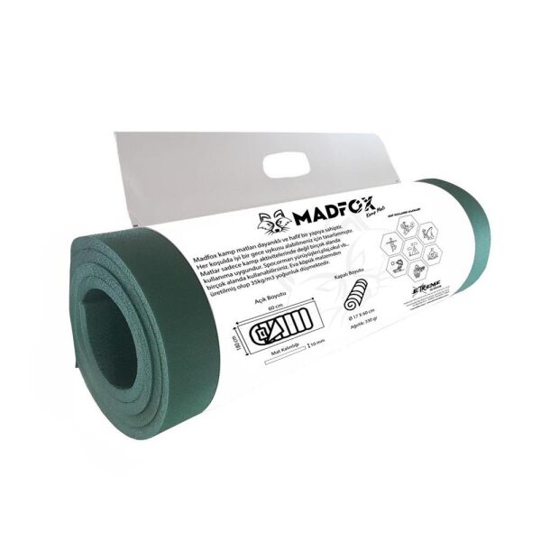 Madfox Nomad Foam Süperlight Kamp Matı [ Yeşil | 180*60cm-10mm | XPE-35 ]