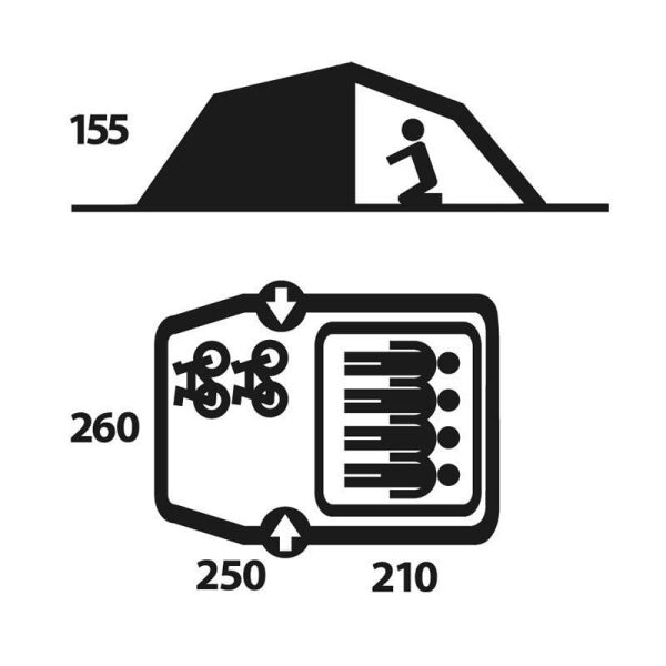 Husky Bromer Yesil 4 Kisilik Cadir