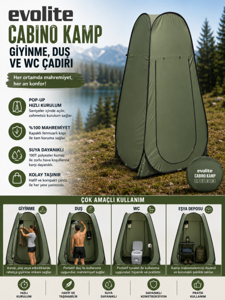 Evolite Cabino Kamp Giyinme, Duş ve WC Çadırı