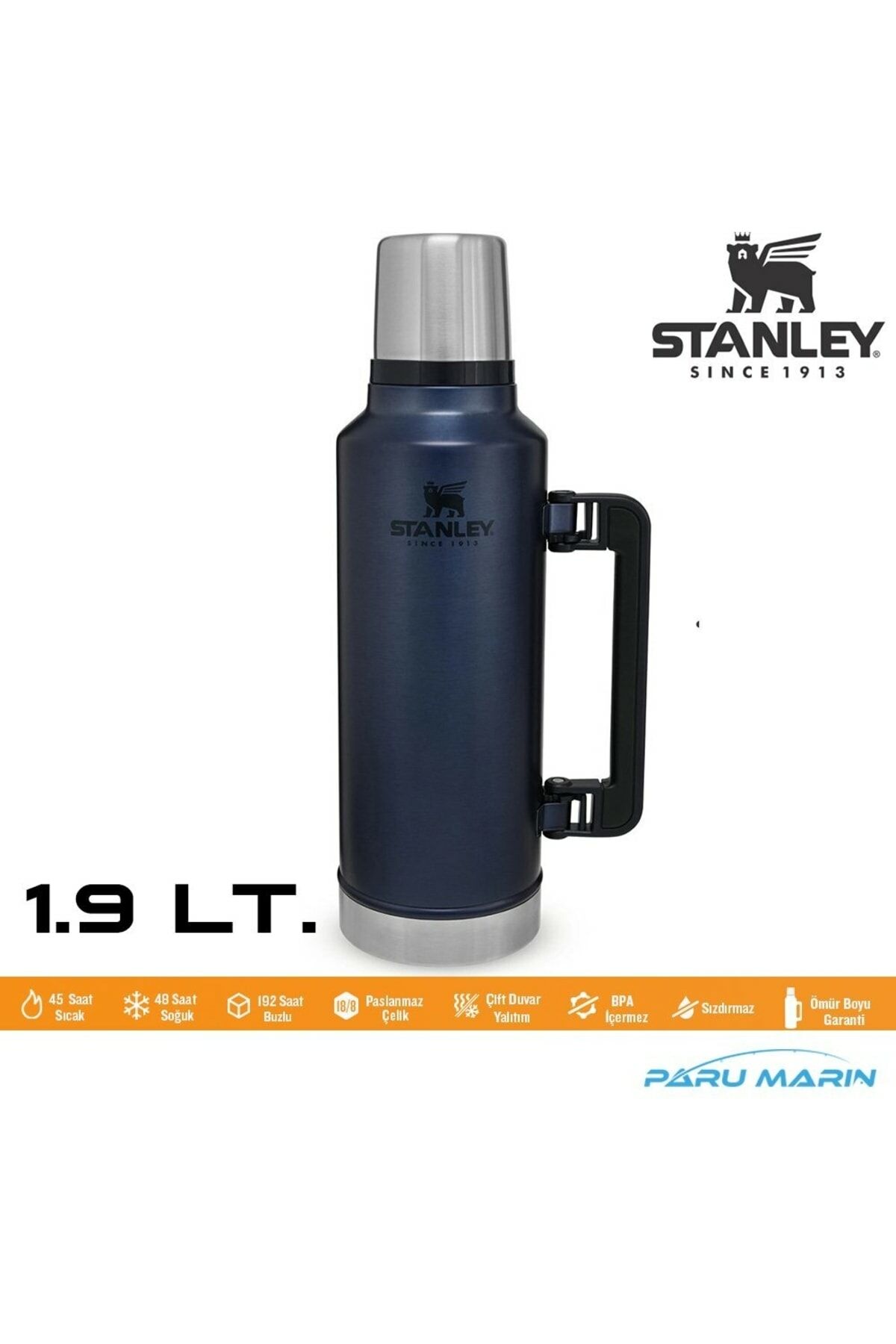 Legendary Klasik Vakumlu Paslanmaz Çelik Termos 1.9lt. Lacivert