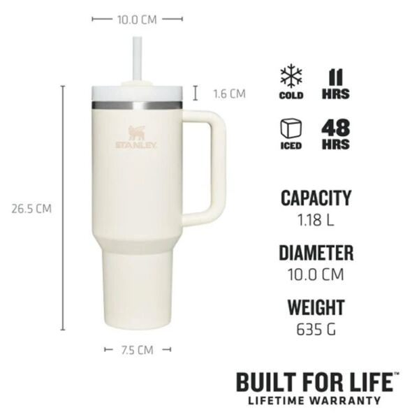 Stanley Quencher Pi̇petli̇ Termos 1.18 Li̇tre Krem Renk