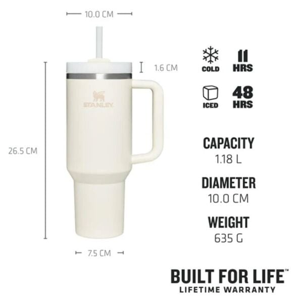 Stanley Quencher Pi̇petli̇ Termos 1.18 Li̇tre Krem Renk