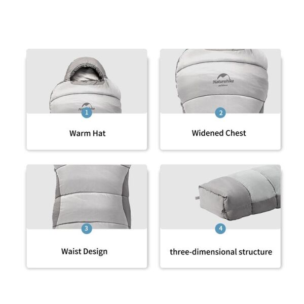 Naturehi̇ke P400 -18 Derece Gri̇ Uyku Tulumu